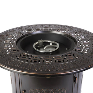 Dynasty 44" Round Art Deco Aluminum Convertible Gas Fire Pit Table