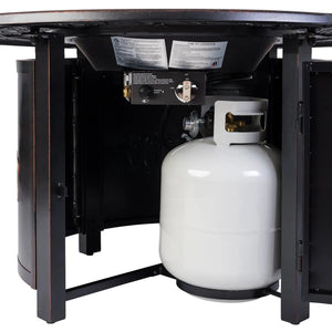 Dynasty 44" Round Art Deco Aluminum Convertible Gas Fire Pit Table
