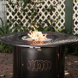 Dynasty 44" Round Art Deco Aluminum Convertible Gas Fire Pit Table