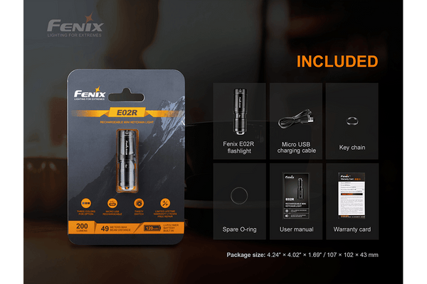 Fenix E02R LED Keychain Light - 200 Lumens