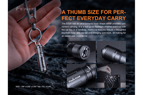 Fenix E02R LED Keychain Light - 200 Lumens