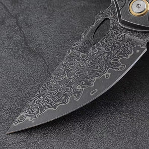 Galaxy Japanese Damascus Folding Pocket Knife with Maple Burl Wood Handle