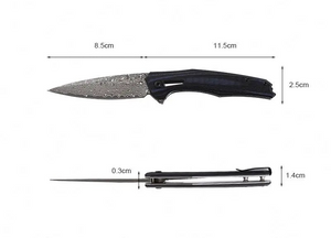 Erebus Japanese Gentleman's Knife with VG-10 Damascus, G10 Handle & Leather Sheath