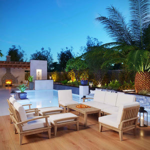 Patio Elegance Marina Teak Outdoor Seating Set - 10-Piece Modway Collection