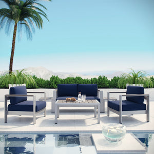 Shore 6 Piece Outdoor Patio Aluminum Sectional Sofa Set