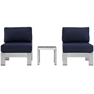 Shore 3 Piece Outdoor Patio Aluminum Sectional Sofa Set by Modway