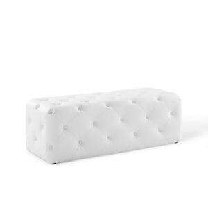 Amour 48" Tufted Button Faux Leather Entryway Bench
