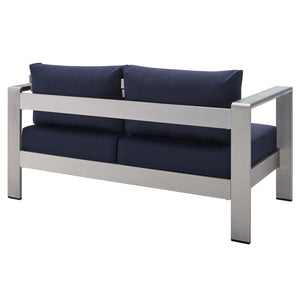 Shore 3 Piece Sunbrella Fabric Outdoor Patio Aluminum Set by Modway