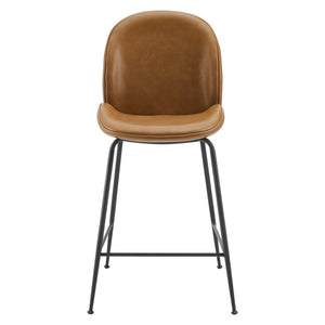 Scoop Black Powder Coated Steel Leg Vegan Leather Counter Stool by Modway