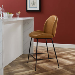 Scoop Black Powder Coated Steel Leg Vegan Leather Counter Stool by Modway