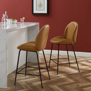 Scoop Black Powder Coated Steel Leg Vegan Leather Counter Stool by Modway