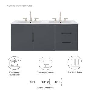 Vitality 48" Double Sink Bathroom Vanity by Modway