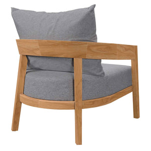 Modway Brisbane Outdoor Patio Set - 3-Piece Grey Teak Furniture for Stylish Patios