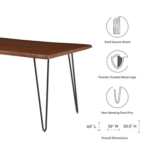 Ardor 60" Live Edge Acacia Wood Dining Table by Modway