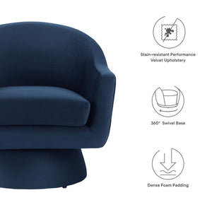 Astral Performance Velvet Fabric and Wood Swivel Chair by Modway