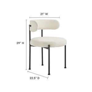 Albie Boucle Fabric Dining Chairs Set of 2 by Modway