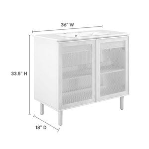 Calla 36" Perforated Metal Bathroom Vanity by Modway
