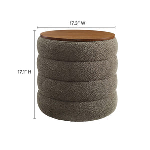 Mezzo Round Boucle Fabric Storage Ottoman by Modway