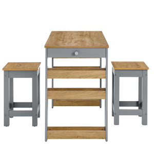 Galley 3-Piece Kitchen Island and Stool Set by Modway