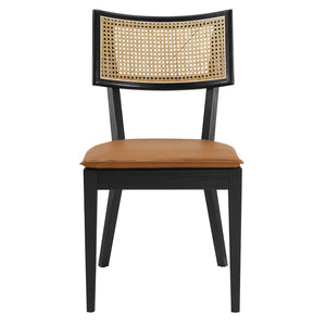 Caledonia Vegan Leather Upholstered Wood Dining Chairs Set of 2 by Modway