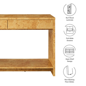 Hudson 2-Drawer Burl Wood Console Table by Modway