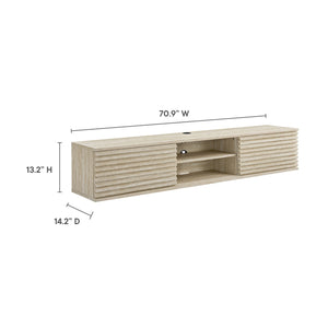 Render 70" Faux Travertine Wall-Mount Media Console TV Stand