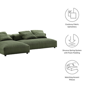 Solace 2-Piece Modular Corduroy Upholstered Sectional Sofa with Chaise