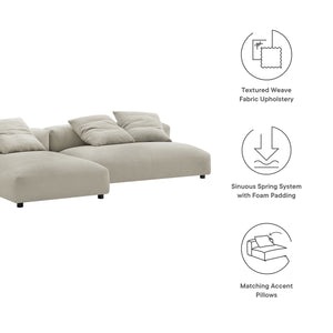 Solace 2-Piece Modular Upholstered Fabric Sectional Sofa with Chaise by Modway