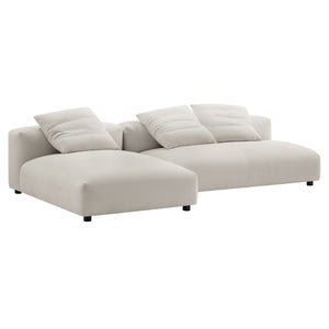 Solace 2-Piece Modular Upholstered Fabric Sectional Sofa with Chaise by Modway