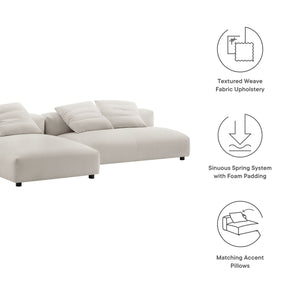 Solace 2-Piece Modular Upholstered Fabric Sectional Sofa with Chaise by Modway