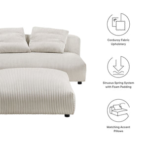 Solace Modular Corduroy Upholstered Armless Loveseat and Ottoman Set