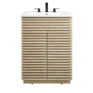 Render 24" Faux Travertine Bathroom Vanity With Sink by Modway