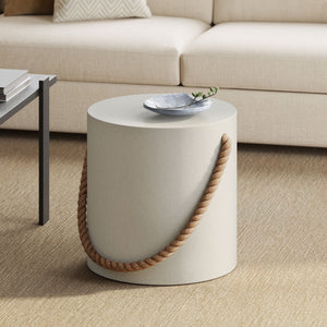 Isera Indoor-Outdoor Patio Rope Concrete Side Table Stool by Modway