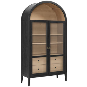 Nolan 1-Piece Wood Storage Cabinet with Arched Glass Doors