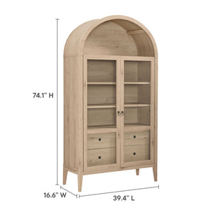 Nolan 1-Piece Wood Storage Cabinet with Arched Glass Doors