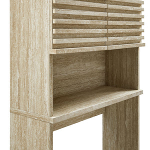 Render Over the Toilet Faux Travertine Bathroom Storage Cabinet by Modway