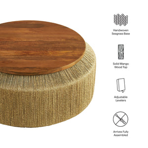 Maris Seagrass and Wood Coffee Table by Modway
