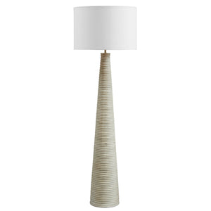 Saylor Carved Ribbed Wood Floor Lamp with Drum Shade by Modway