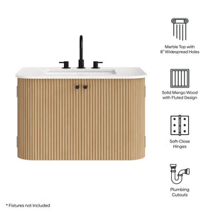 Zia 30" Wall-Mount Bathroom Vanity with Marble Sink