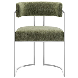 Huron Curved Back Fabric and Metal Dining Accent Chair