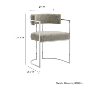 Huron Curved Back Fabric and Metal Dining Accent Chair