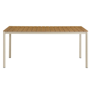 Finn 71" Outdoor Patio Aluminum Dining Table with Faux Wood Top