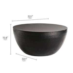 Mella 32 Inch Metal Hammered Coffee Table by Modway
