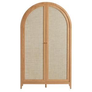 Calista 79" Tall Wide Rattan Arched Storage Cabinet by Modway