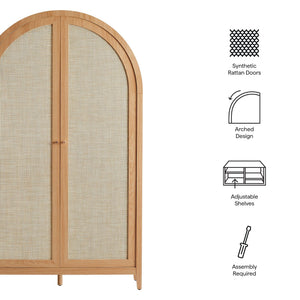 Calista 79" Tall Wide Rattan Arched Storage Cabinet by Modway