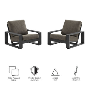 Lirienne Outdoor Patio Aluminum Faux Wood Armchairs Set of 2 by Modway