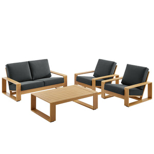 Lirienne 4-Piece Outdoor Patio Aluminum Faux Wood Furniture Set by Modway