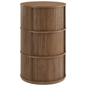 Clement Round Pedestal Stand Storage Table with Sliding Tambour Doors