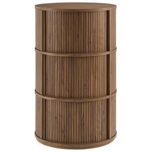 Clement Round Pedestal Stand Storage Table with Sliding Tambour Doors