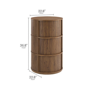 Clement Round Pedestal Stand Storage Table with Sliding Tambour Doors